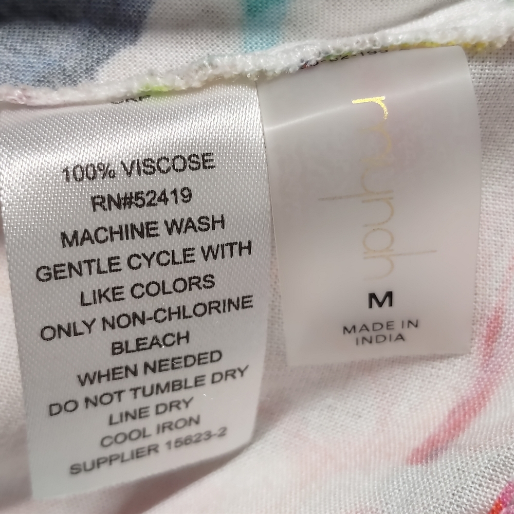 Mynah Floral Halter Asymmetrical Hem Dress Viscose Tropical Faux Wrap Sz M NWT - Picture 8 of 8